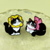 Wholesale Cute black metal cartoon bow cat brooch