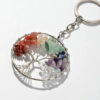 Wholesale Natural Crystal Stone Tree of Life Colorful Keychain