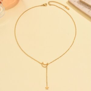 Golden moon star necklace