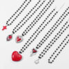 Wholesale Dark punk black bead red cross multi-element necklace