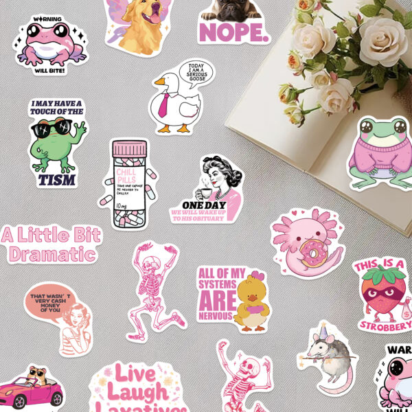 Wholesale 100pcs pink cartoon character Waterproof Vinyl Stickers