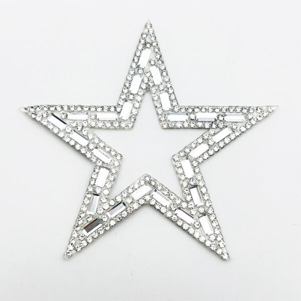 Wholesale 8cm pentagram hot stamping diamond hollow embroidery DIY Patches