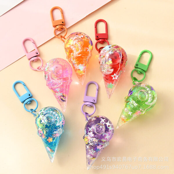 Wholesale Acrylic Liquid Sand Star Ice Cream Keychain