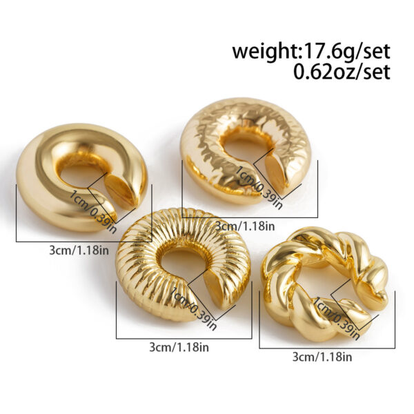 Wholesale Golden Geometric Waterdrop Texture Ear Clip Set