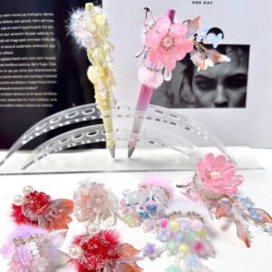 Wholesale beaded pens Hand-woven ancient-style beaded flower pen red koi