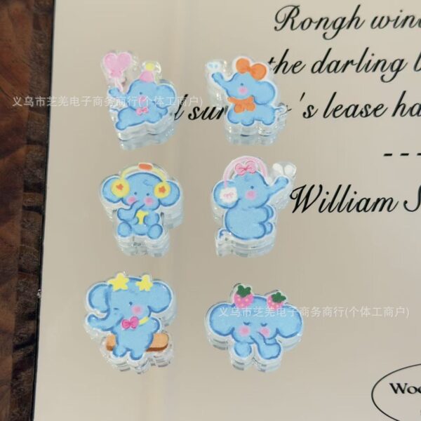 Wholesale Acrylic cartoon blush elephant relief beaded DIY bag charm, pen charm, phone charm, hair accessory charm