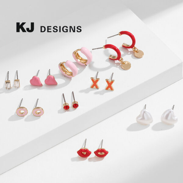 Wholesale Valentine's Day English dripping oil heart earrings