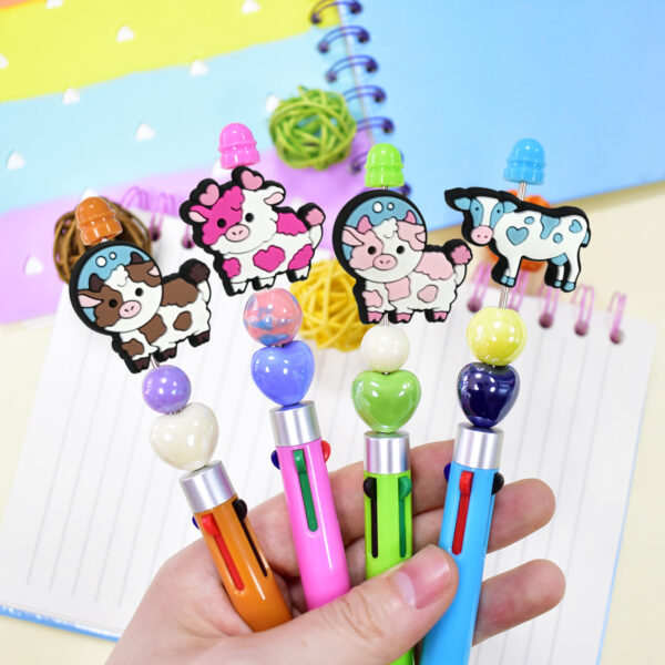 Wholesale 100pcs cartoon colorful cow pen bead accessories DIY soft rubber beads