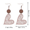Wholesale Valentine's Day Love Wood Pieces Hollow Mesh Leather Earrings