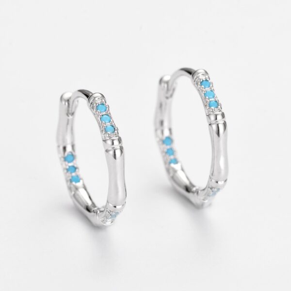 Wholesale Style Turquoise Bamboo Earrings, Niche Simple Hoops