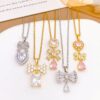 Wholesale Necklace Cross-Border Pink Bow Necklace Accessories Women's Ins Style Accessible Luxury Versatile Jewelry Fashion Design Accessories