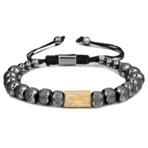 Crown Square 8MM16 Pineapple Beads Black Gold