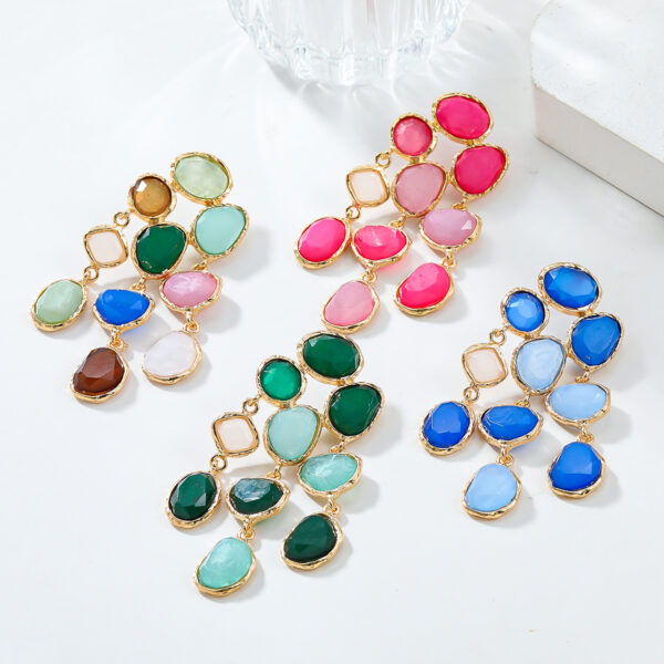 Wholesale Colorful geometric diamond studded Bohemian style earrings