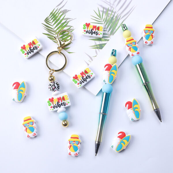 Wholesale 20pcs Summer Theme Gnome Cartoon Alphabet Silicone Beads