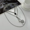 Wholesale Pattern Heart Pendant Gemstone Clavicle Necklace