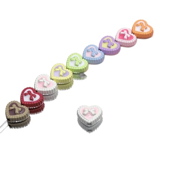 Wholesale DIY Retro Heart Bow Dopamine Beaded Alloy Accessories