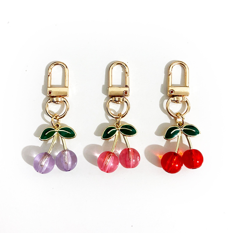 Wholesale Red cherry pendant ft key metal keychain