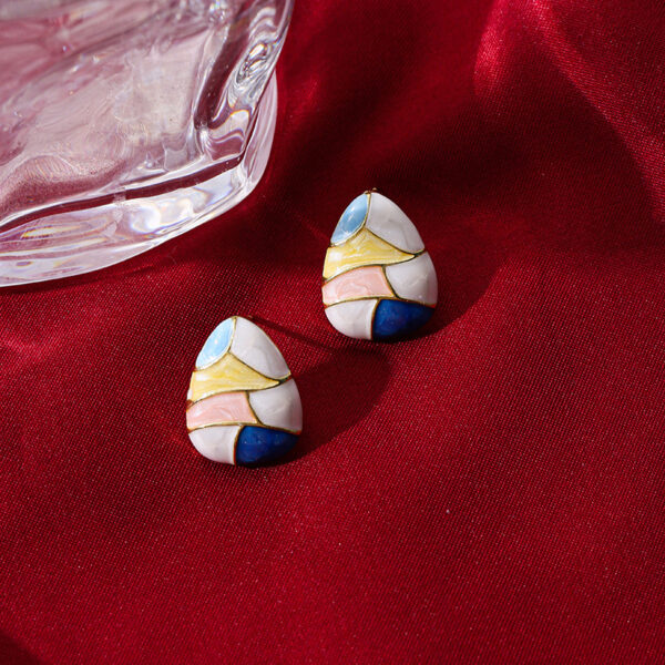Wholesale S925 silver needle colored Easter geometric earrings
