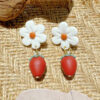 Wholesale Cute Strawberry Flower Soft Ceramic Earrings