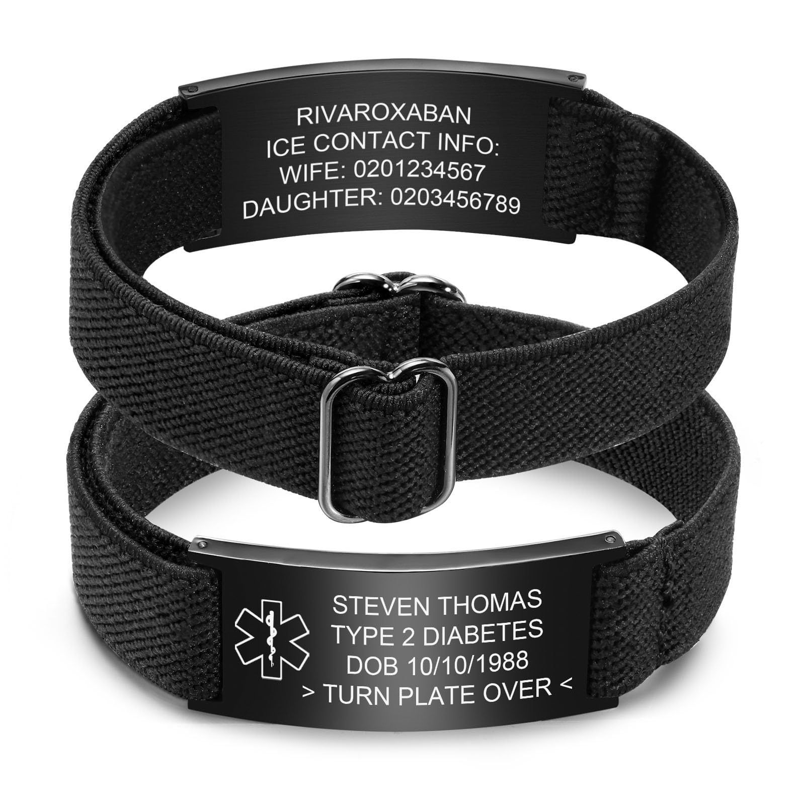 Wholesale Stainless steel curved plaque engraved medical bracelet