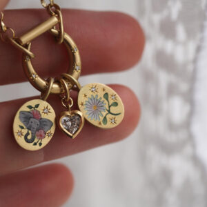 Wholesale Colorful flower heart pendant stainless steel necklace
