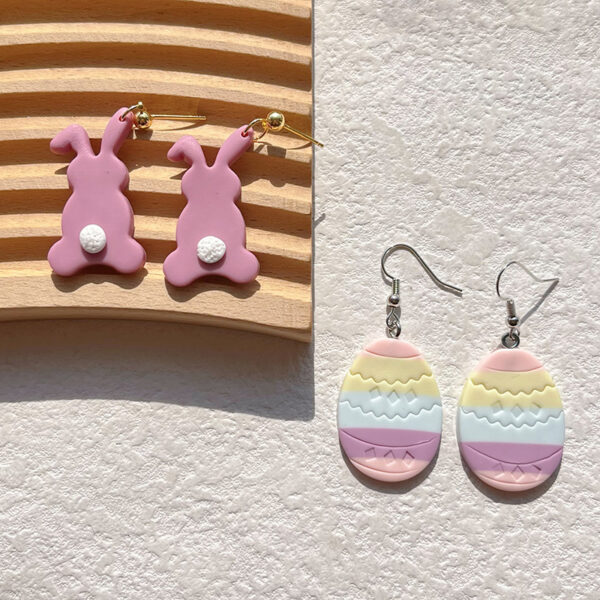 Wholesale polymer clay Easter soft pottery carrot rabbit earrings