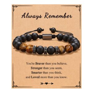 Double-sided yellow tiger eye black frosted buckle diamond ring braided rope bracelet