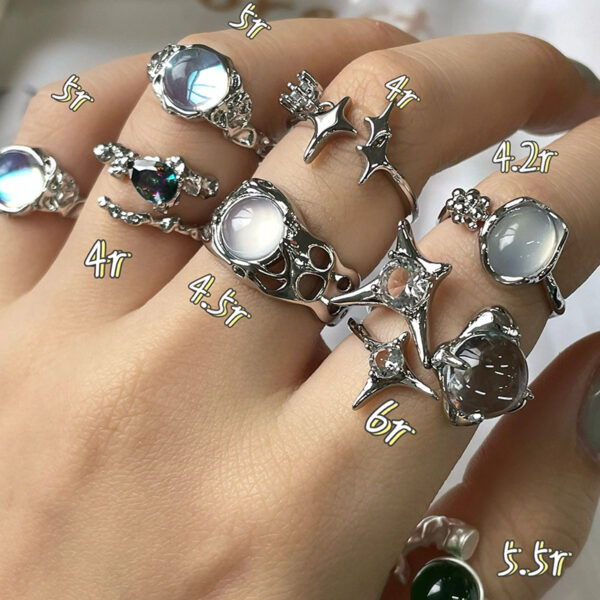 Wholesale Silver Inlaid Moonstone Geometric Open Ring