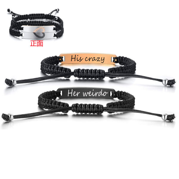 Wholesale Black steel plate woven spherical magnetic stainless steel heart-shaped diamond inlaid bracelet