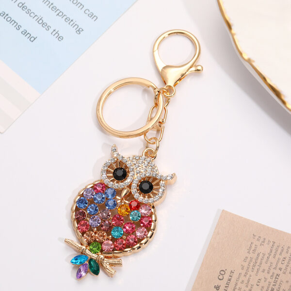 O1CN015Fmp0m2Cv5PXFmFTx_2218609358535-0-cib Wholesale Colorful cartoon diamond studded owl metal keychain