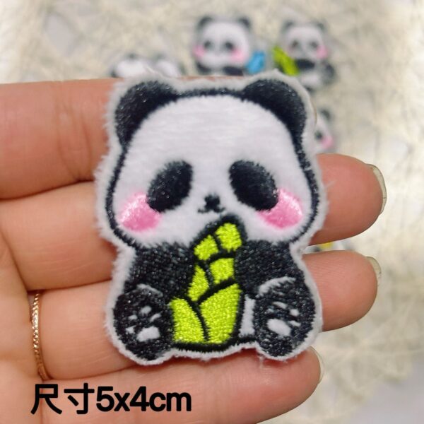 Wholesale Self-Paste Plush Cartoon Panda Embroidered Cloth Sticker DIY Accessories