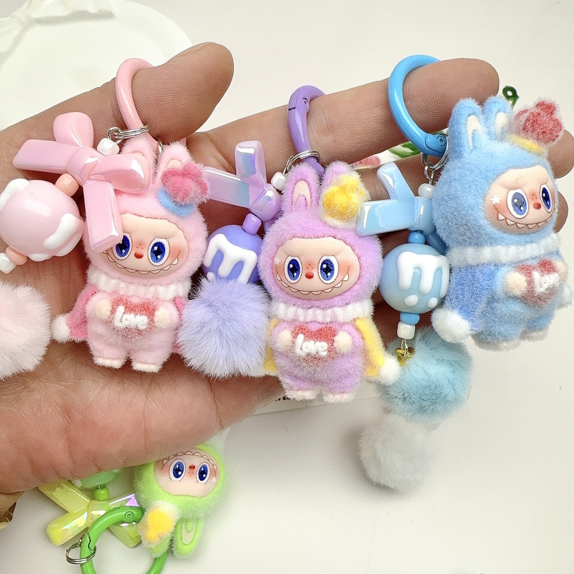 Wholesale Flocked Bunny King Plush Toy Keychains OLY Exclusive