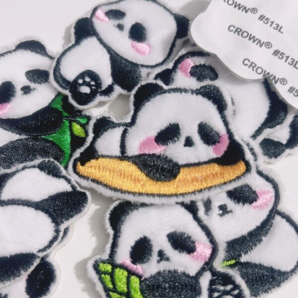Wholesale Self-Paste Plush Cartoon Panda Embroidered Cloth Sticker DIY Accessories