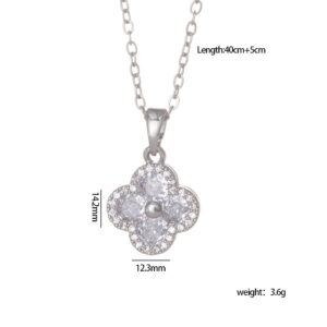 8781 silver white diamond four leaf clover