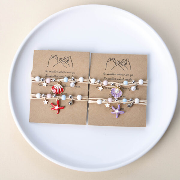 Wholesale hand woven bracelet starfish shell small bell student girlfriends gift friendship