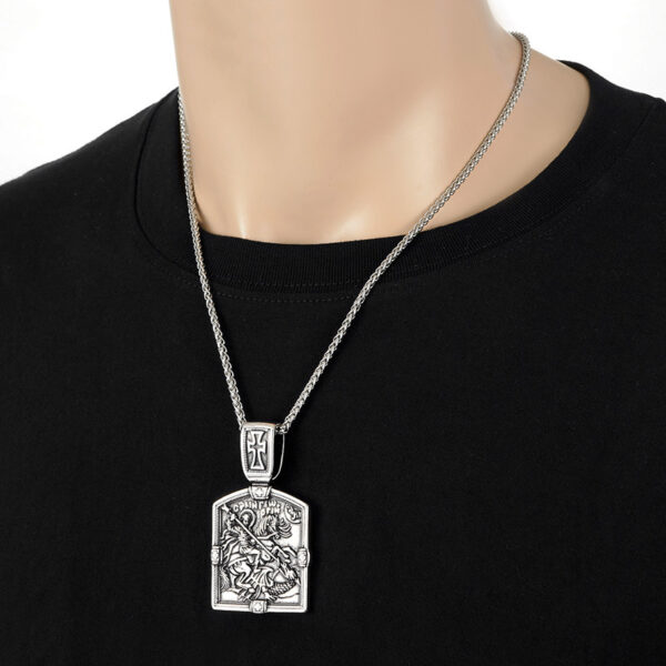 Wholesale Titanium Steel Cross Knight Card Pendant Necklace