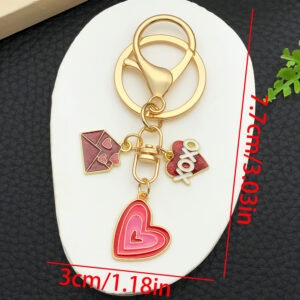 Er1288-drip oil red zinc alloy valentine's day love envelope 8-character keychain-11.49g [1 piece]