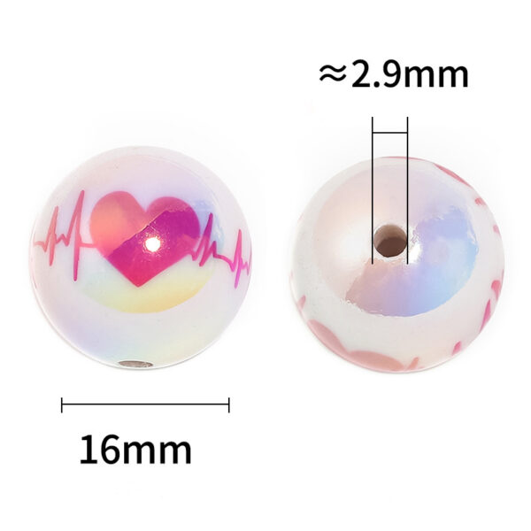 Wholesale 10pcs Valentine's Day Camellia Printed Round Acrylic Beads