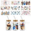 Wholesale Brui UV DTF Crystal Transparent Sticker Cute Cartoon Pattern 16 oz Glass Cup Waterproof Scratch Resistant Cross Border