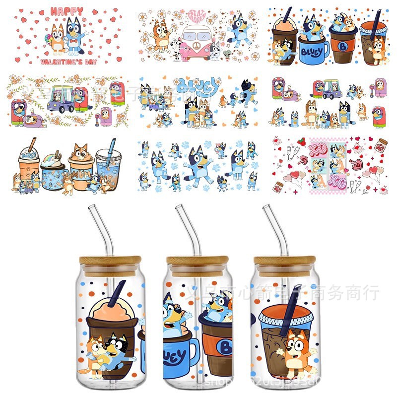 Wholesale B UV DTF Crystal Transparent Sticker Cute Cartoon Pattern 16 oz Glass C Waterproof Scratch Resistant Cross Border
