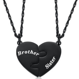 Black puzzle heart necklace