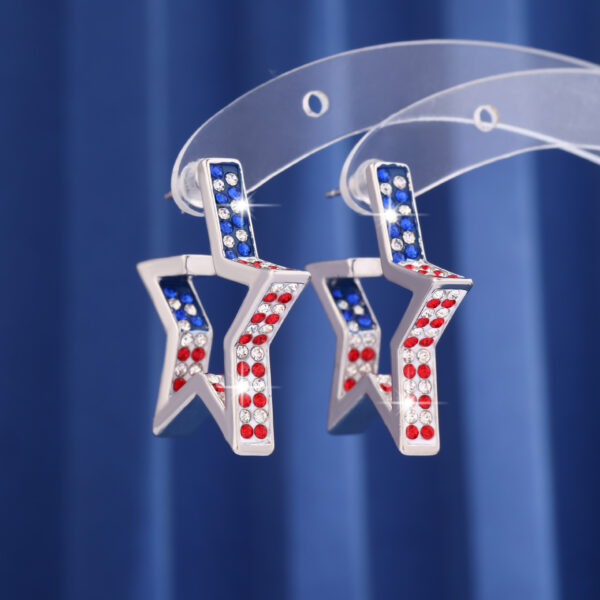 Wholesale Independence Day Striped Flag Star Earrings