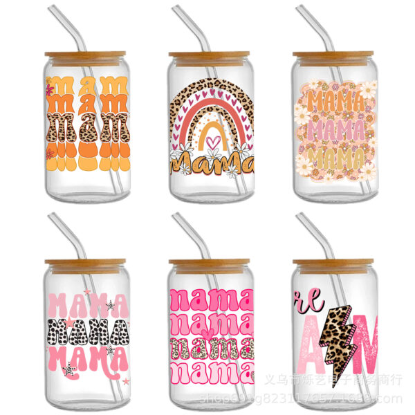 Wholesale Mother's Day flower series Transparent UV DTF transfer Crystal label Cup stickers tear and paste