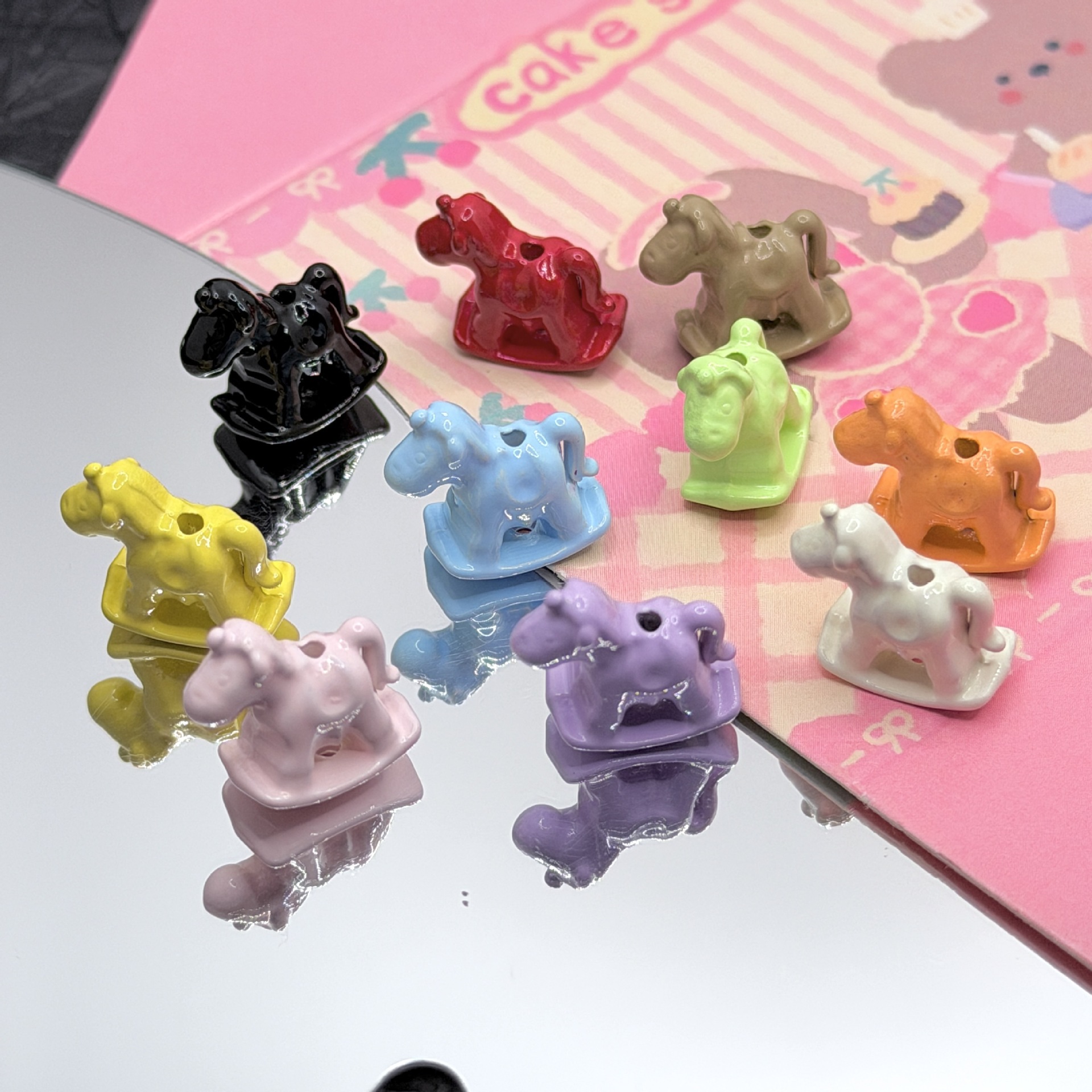 Wholesale DIY Colorful Rocking Horse Solid Color Beaded Alloy Aessories for the Year of the Horse