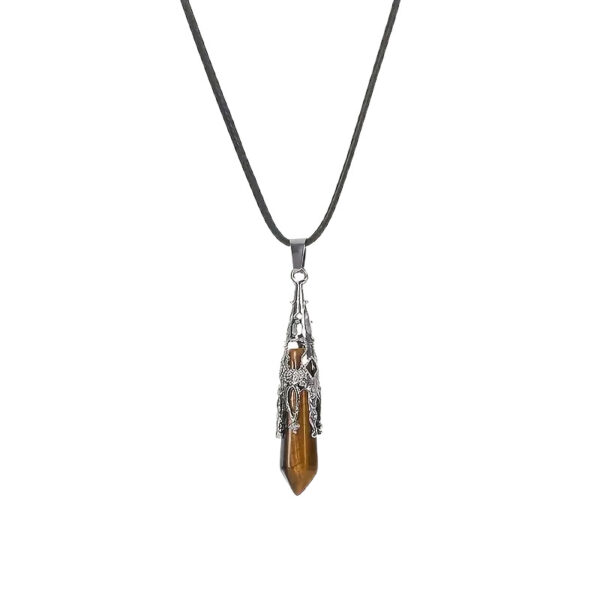 Wholesale Natural amethyst pink crystal pendant hexagonal pillar necklace