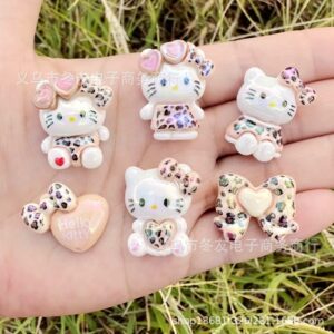 Wholesale 10pcs 26mm leopard print cartoon cat acrylic beads