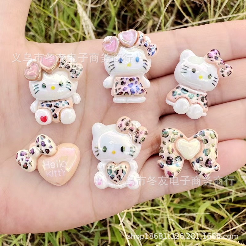Wholesale 26mm leopard print cartoon cat acrylic beads