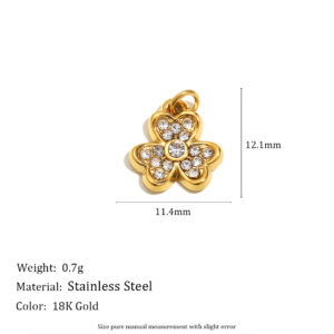 Zircon flower pendant - gold