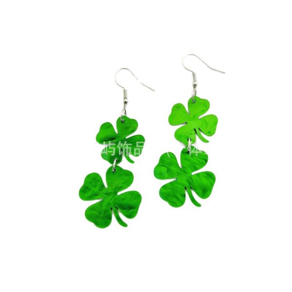 Wholesale St. Patrick's Lucky Clover Green Acrylic Earrings