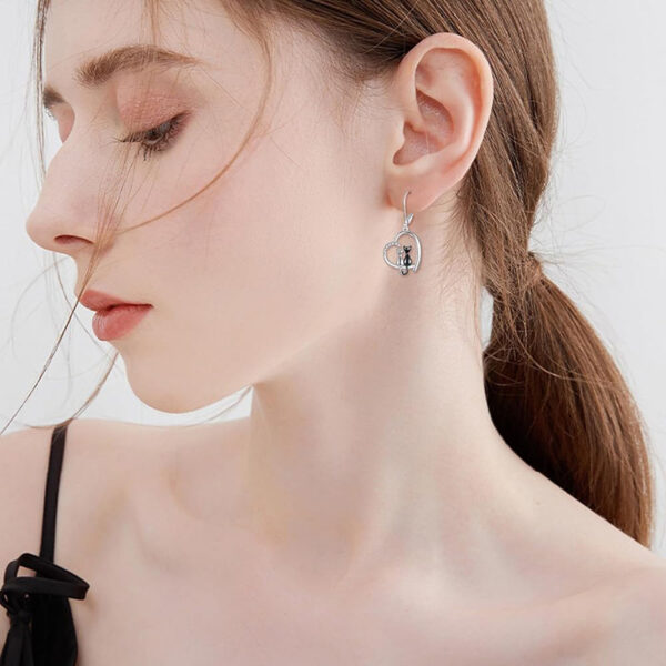 Wholesale Huaya Chinese Valentine's Day Heart Earrings for Women, Cute Cat Back Earrings, Taobao New Micro-Embedded High-End Style